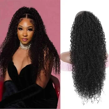 Дълга Къдрава завязки за изграждане на cauda equina, Афро-къдрава изкуствена коса на конска опашка, Пухкави синтетични изкуствени косми от конска опашка за жени