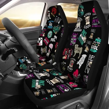 Калъфи за автомобилни седалки с лого Pug Бестселър Pug Комплект от 2 универсални защитни покривала за предните седалки