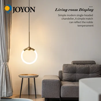 Модерен окачен лампа, медни пръстена, led прикроватное подвесное осветление за спалня, изчистен скандинавски луксозен фон за всекидневната, топка лампа