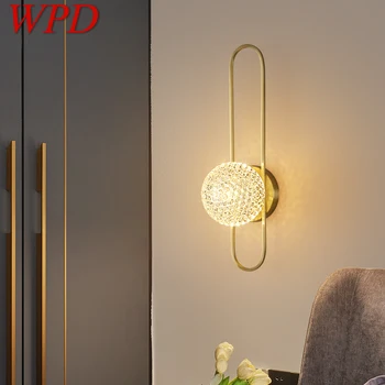 Модерен месинг, с монтиран на стената лампа, WPD, led златното аплици, лесен и луксозен творческо писане за домашен интериор дневна