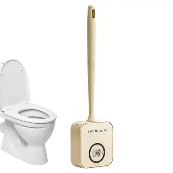 Силиконов ершик за тоалетна, компактен почистваща инструмент с сливными дупки, инсталиран на стена, Без пробиване, за дълбоко почистване на тоалетната, в банята, в прилеп