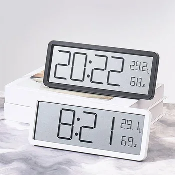 LCD цифров стенен часовник с дисплей, време, температура и влажност на въздуха, електронни часовници, висящи, настолни цифрови часовници, задвижвани от батерия за дома