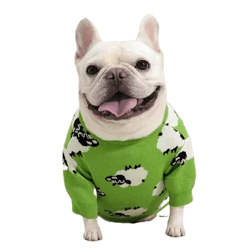 Дрехи за кучета Дебел Пуловер за кучета, облекло за мопс, Дебели Топлото Есенно-Зимния Нов Пуловер, cartoony еластичен костюм Френски Булдог