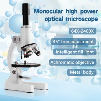 64X-2400X Монокулярный микроскоп За децата в началното училище, научен Експериментален Биологичен Обучение Цифров микроскоп Монокулярный