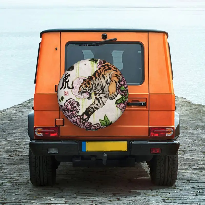 Тигрови цветя Китайски думи Калъф за резервна гума и гуми за Honda CRV Поп диви животни Jeep RV suv Ремарке Автомобилни аксесоари . ' - ' . 4