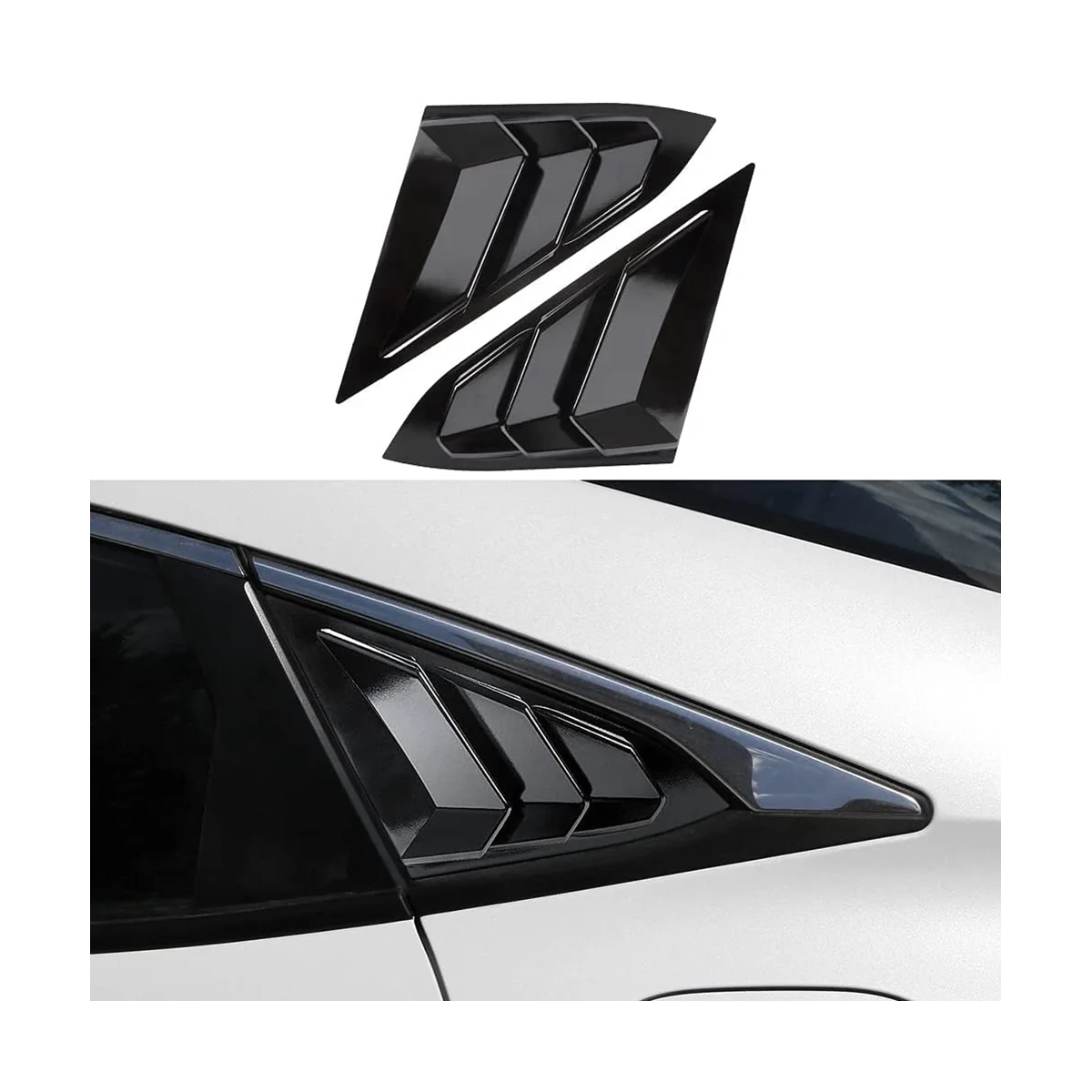 Щори на задното странично стъкло за Honda Civic Седан 2016-2021 Аксесоари за Покриване на вентилационни отвори - мрачен черен . ' - ' . 1