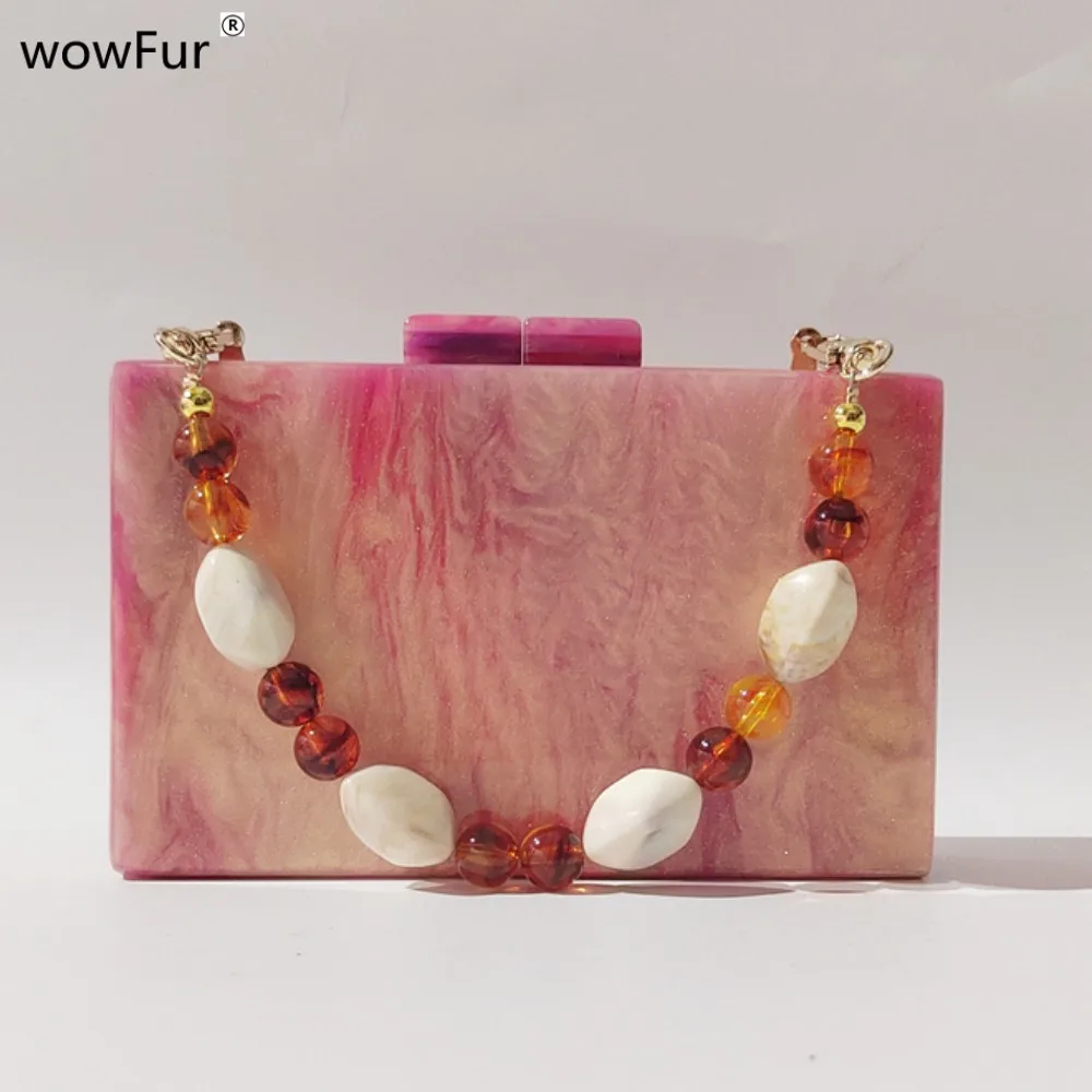 Акрилни Клатчи Orange Sky Glitter Box, дамски Мини-брандираната луксозна чанта през рамо метална верига, чанта-месинджър за сватбени партита с капак на рамото . ' - ' . 0