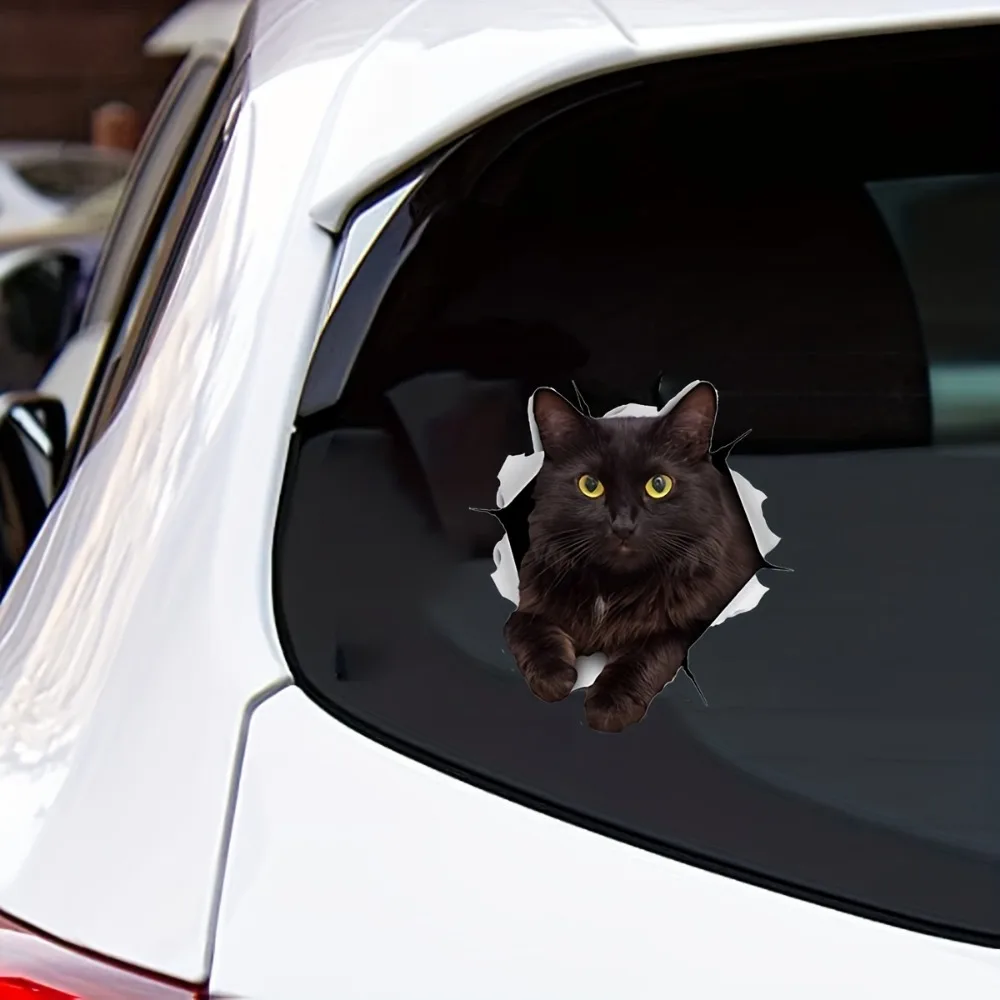 3D Черна Котка Крек Автомобилни Стикери за Задното Стъкло на Автомобил Стайлинг на Цялото Тяло Покритие Драскотини Водоустойчив Сладки Етикети Pegatinas De Coche . ' - ' . 2