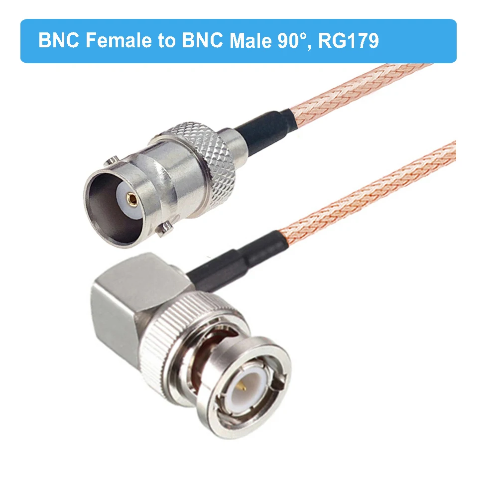 Конектор BNC за свързване към BNC конектора за свързване към BNC конектора под прав ъгъл от 90 градуса, кабел-адаптер 75 Ома RG179 с косичкой за видеокамера, сателитна телевизионна система . ' - ' . 1