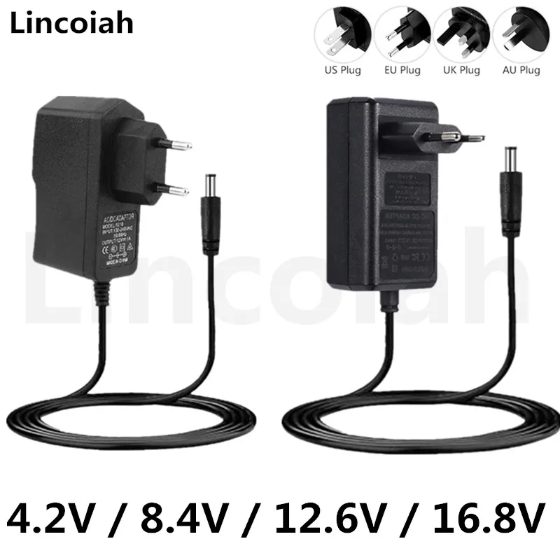 Lincoiah AC 100-240 В Постоянен Ток 8,4 В 12,6 В 16,8 В 2A 2000ma Адаптер за Захранване на Зарядно Устройство за 2S 3S 4S 18650 Литиево-йонна Батерия . ' - ' . 0