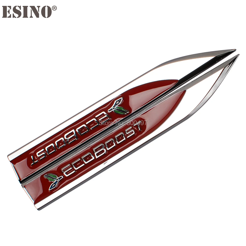 2 x Авто Стил 3D Ecoboost Автомобил Странично Крило Метал Хром Цинк Сплав Нож Странични Емблеми Икони автоаксесоари За Ford Mustang . ' - ' . 1