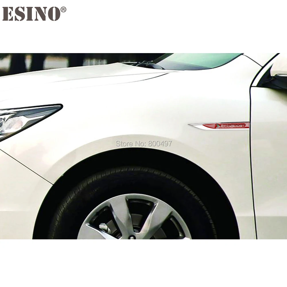 2 x Авто Стил 3D Ecoboost Автомобил Странично Крило Метал Хром Цинк Сплав Нож Странични Емблеми Икони автоаксесоари За Ford Mustang . ' - ' . 4