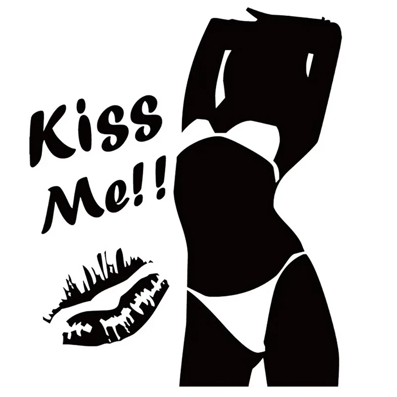 секси момиче 12 * 15 см целува ме! Модно художествена украса на задното стъкло на автомобил, винил стикер на бронята или лаптоп . ' - ' . 0