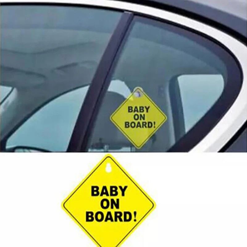 1бр детски Стикери на борда, Защитни Издънка на прозорците на колата, Всеки Жълто ОТРАЗЯВАЩА Предупредителен знак, Аксесоари за шофиране на кола . ' - ' . 2