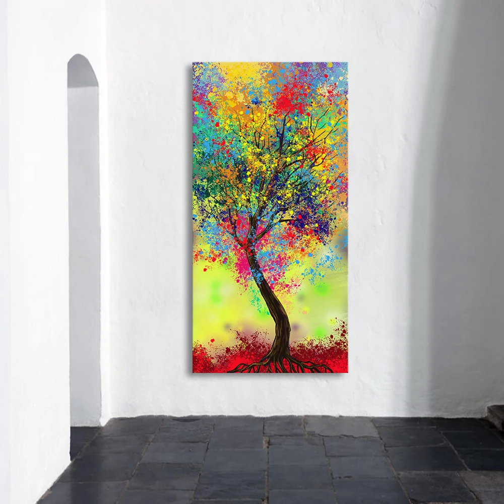 HDARTISAN Стенно изкуство Платно Картина Пейзаж, Цветни щампи дървета Начало декор Без рамка . ' - ' . 3