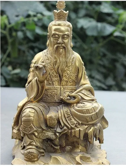 8 Китайски Месинг Основател на даоизма Лаоцзе Лаоцзюнь Лаоцзы Безсмъртен Бог Седи на Каменна статуя . ' - ' . 0