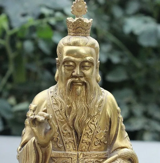 8 Китайски Месинг Основател на даоизма Лаоцзе Лаоцзюнь Лаоцзы Безсмъртен Бог Седи на Каменна статуя . ' - ' . 1