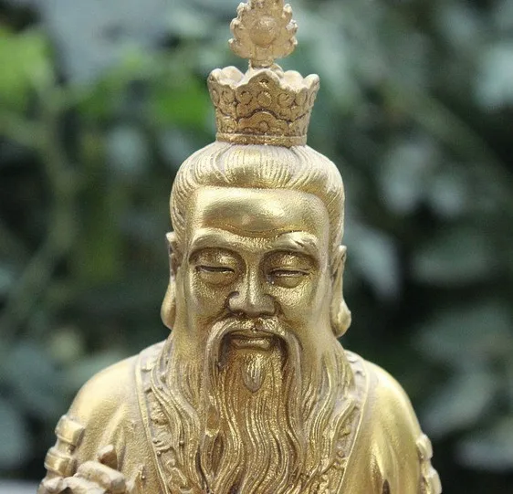 8 Китайски Месинг Основател на даоизма Лаоцзе Лаоцзюнь Лаоцзы Безсмъртен Бог Седи на Каменна статуя . ' - ' . 2