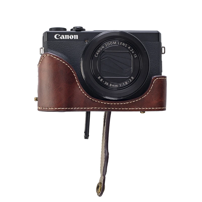 Чанта за фотоапарат от изкуствена кожа, твърд калъф за Canon Powershot G7 X G7X Mark II и III (G7XII G7XIII) mark2 mark3 G7X2 G7X3 на рамото . ' - ' . 3