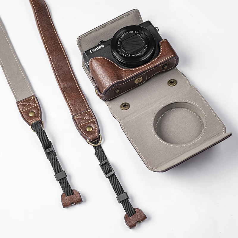 Чанта за фотоапарат от изкуствена кожа, твърд калъф за Canon Powershot G7 X G7X Mark II и III (G7XII G7XIII) mark2 mark3 G7X2 G7X3 на рамото . ' - ' . 5