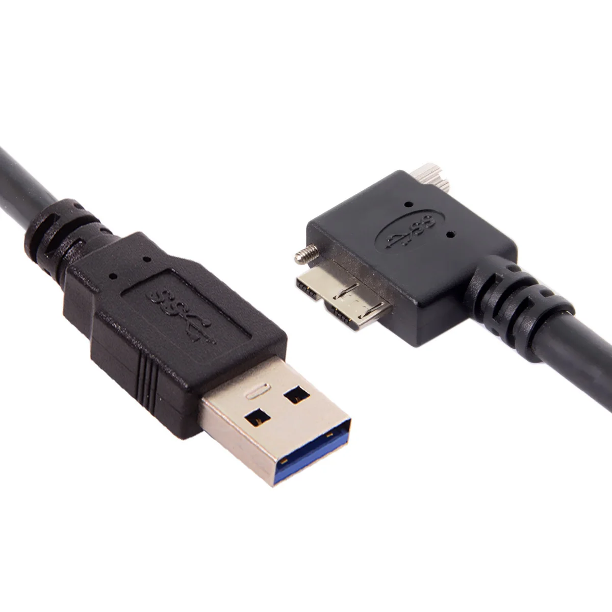 Кабел за Предаване на Данни за CY CYSM USB 3.0 A type Конектор под ъгъл 90 градуса наляво Micro USB с Винтовым Стена за Промишлени Камери 3 м . ' - ' . 0