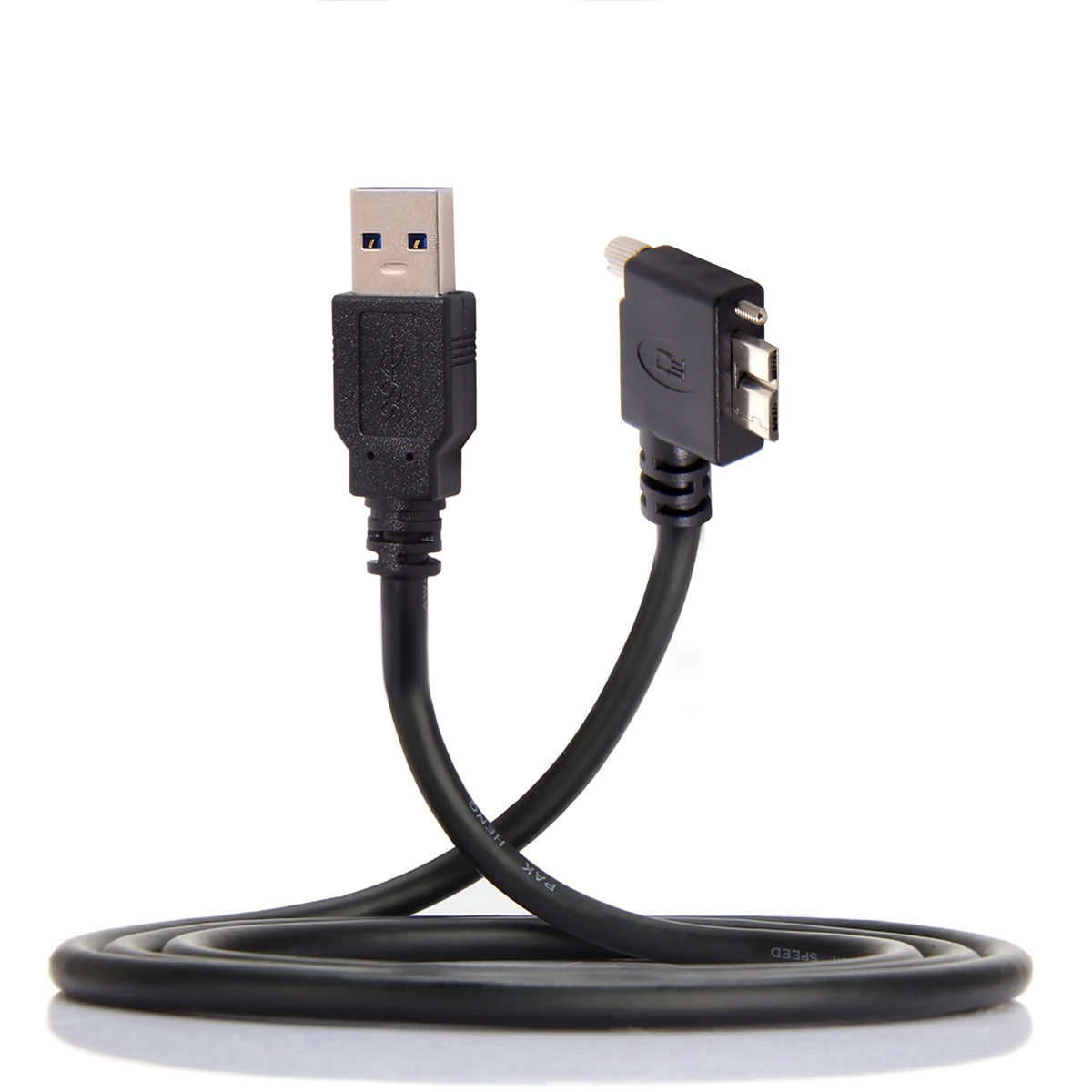 Кабел за Предаване на Данни за CY CYSM USB 3.0 A type Конектор под ъгъл 90 градуса наляво Micro USB с Винтовым Стена за Промишлени Камери 3 м . ' - ' . 1