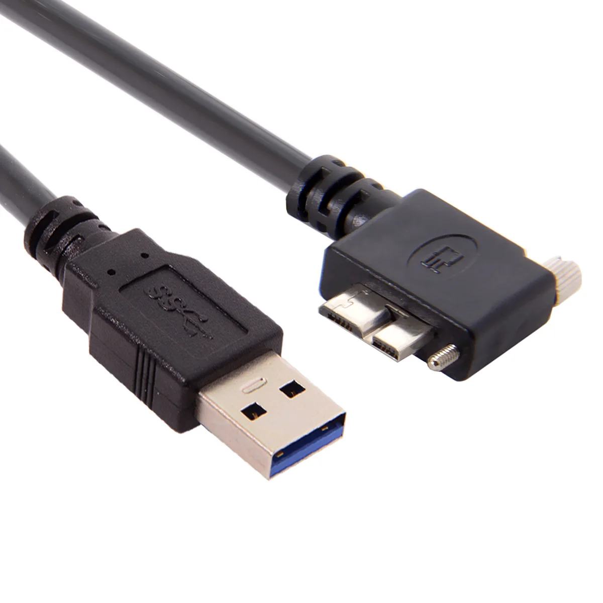Кабел за Предаване на Данни за CY CYSM USB 3.0 A type Конектор под ъгъл 90 градуса наляво Micro USB с Винтовым Стена за Промишлени Камери 3 м . ' - ' . 2