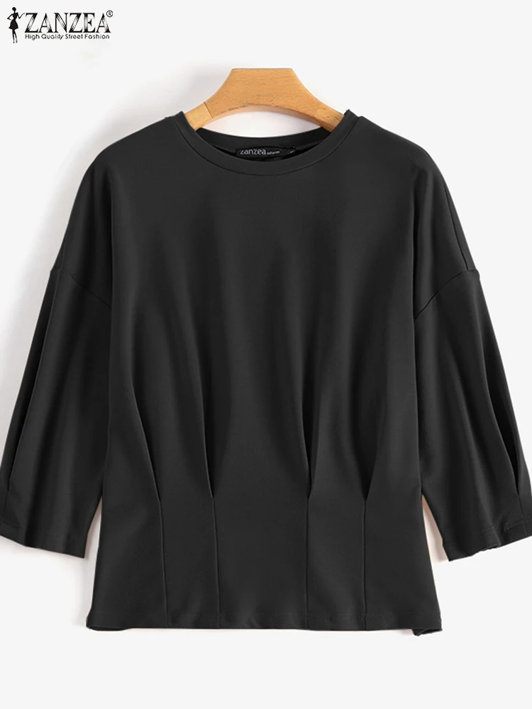 ZANZEA, Есента ретро пуловер с дълъг ръкав, дамски ежедневни однотонная блуза, Модерни офис качулки OL, Дамски свободна риза с кръгло деколте . ' - ' . 3