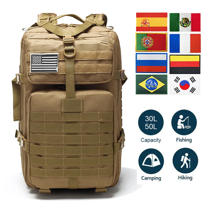 30Л/50Л Тактическа раница Мъжки 900D Найлон Военна туристическа чанта Водоустойчива раници Армейските Туристически Ловни чанти . ' - ' . 1