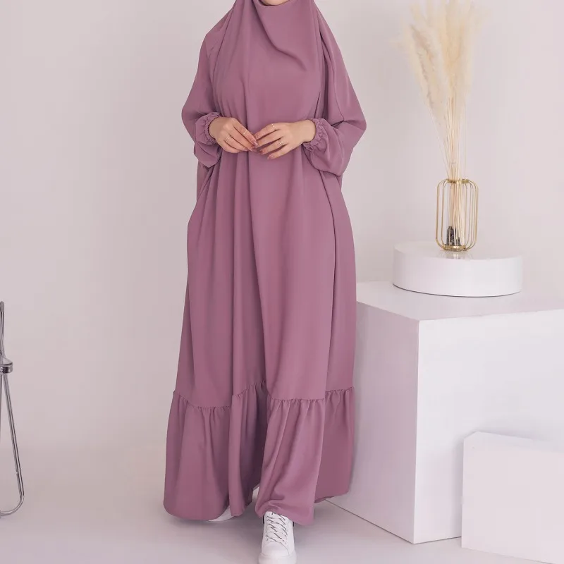 2024 Рамадан Исляма Рокля Абайя Монофонични халат Femme Dali Ежедневни модни Свободна мюсюлманска дамски дрехи . ' - ' . 3