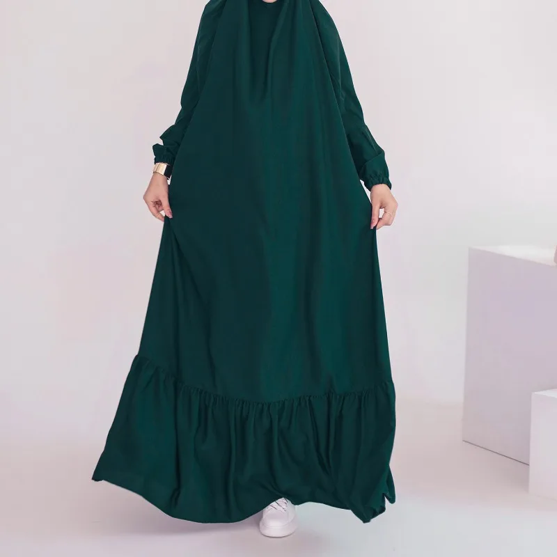 2024 Рамадан Исляма Рокля Абайя Монофонични халат Femme Dali Ежедневни модни Свободна мюсюлманска дамски дрехи . ' - ' . 4