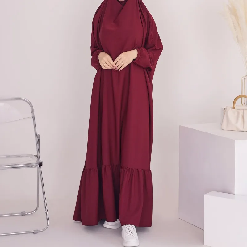 2024 Рамадан Исляма Рокля Абайя Монофонични халат Femme Dali Ежедневни модни Свободна мюсюлманска дамски дрехи . ' - ' . 5