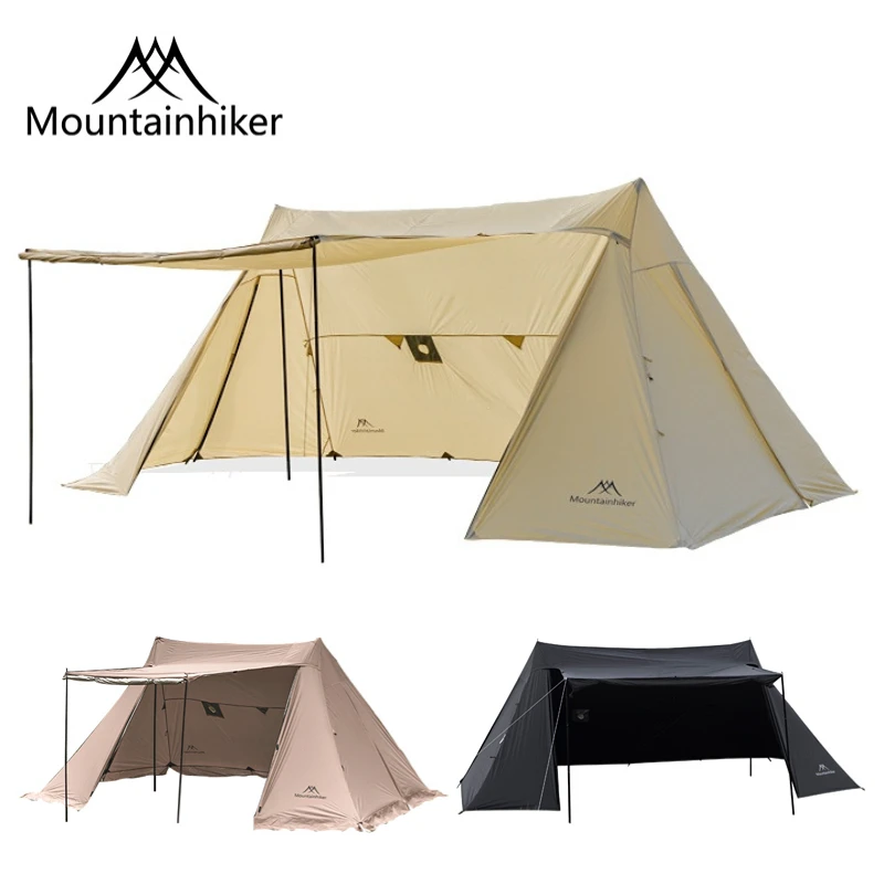 MOUNTAINHIKER Нова Луксозна шатра от полиестер 5-8 души, черно, слонова кост, Самоуправляваща се Палатка, Туристически палатки за къмпинг в дивата природа, палатки-подслон . ' - ' . 1