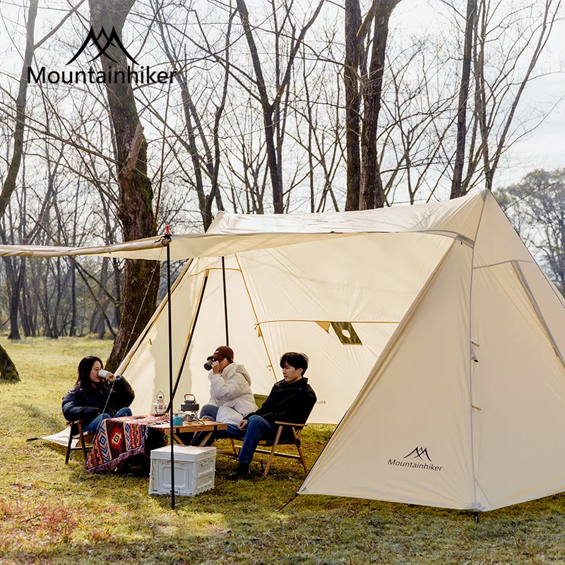 MOUNTAINHIKER Нова Луксозна шатра от полиестер 5-8 души, черно, слонова кост, Самоуправляваща се Палатка, Туристически палатки за къмпинг в дивата природа, палатки-подслон . ' - ' . 3