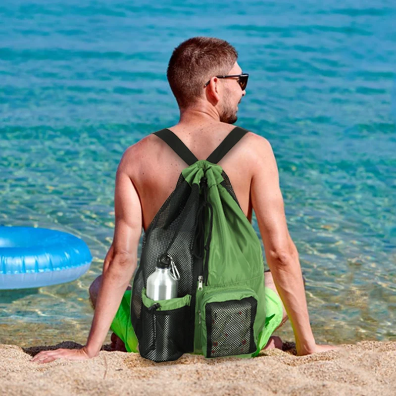 Плажни раници за багаж, чанта за гмуркане на съвсем малък с влажни джобове, Мрежести раници за футболни топки, чанти през рамото си за спорт на открито, Унисекс . ' - ' . 1