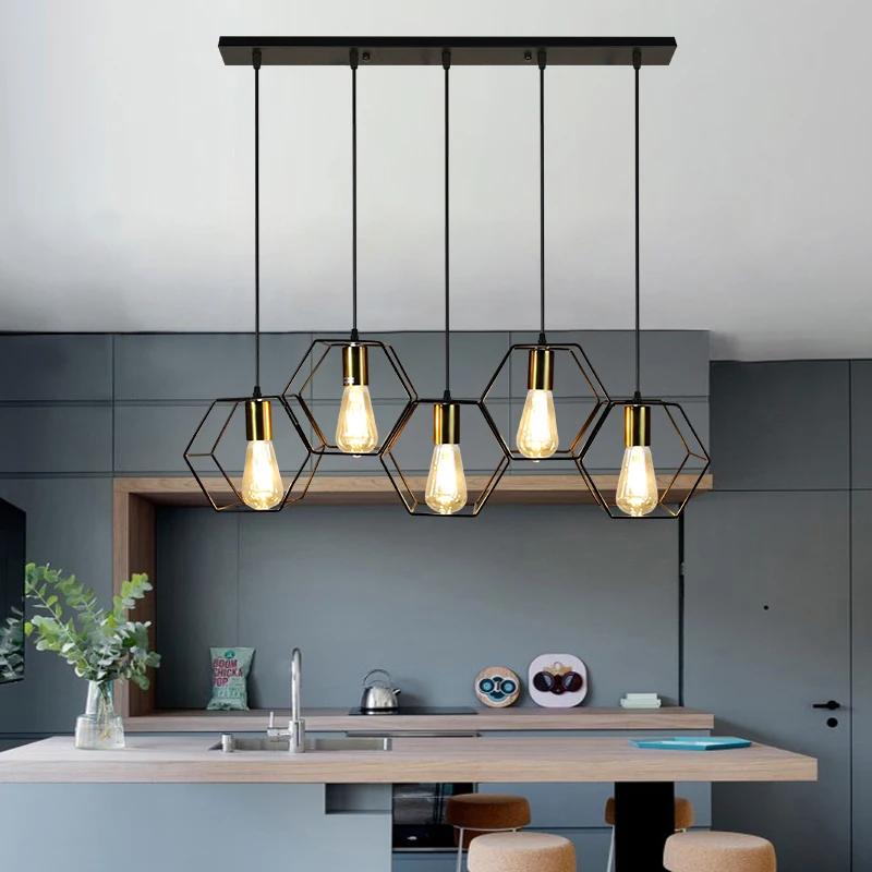 Модерна креативната led полилей, подвесная лампа в геометричния метална рамка, лампа, подходяща за ресторант, спалня над маса за хранене . ' - ' . 0