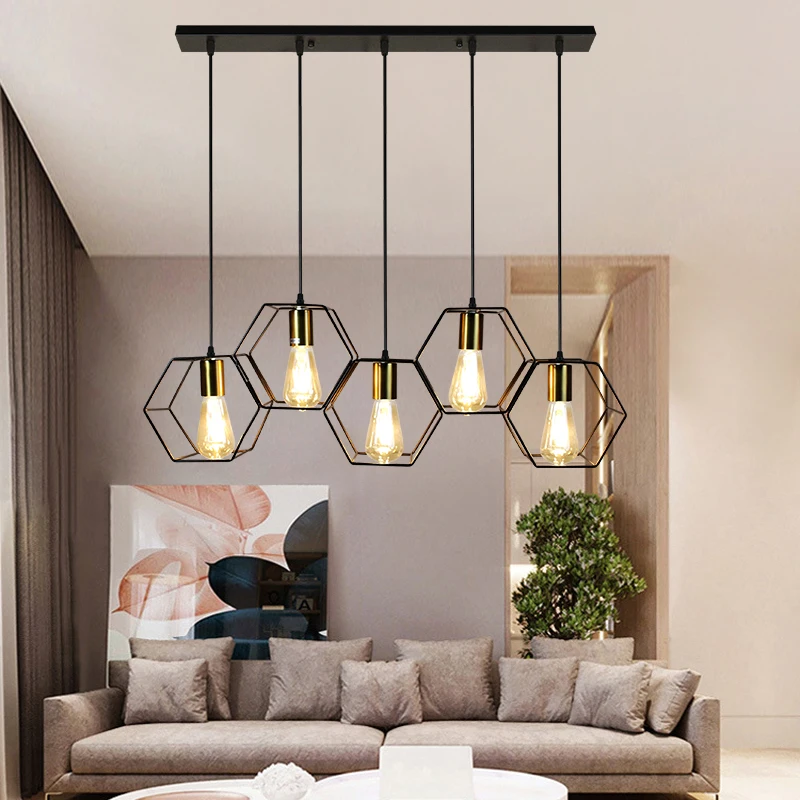 Модерна креативната led полилей, подвесная лампа в геометричния метална рамка, лампа, подходяща за ресторант, спалня над маса за хранене . ' - ' . 1