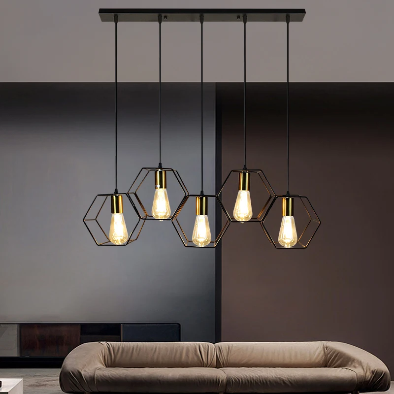 Модерна креативната led полилей, подвесная лампа в геометричния метална рамка, лампа, подходяща за ресторант, спалня над маса за хранене . ' - ' . 2