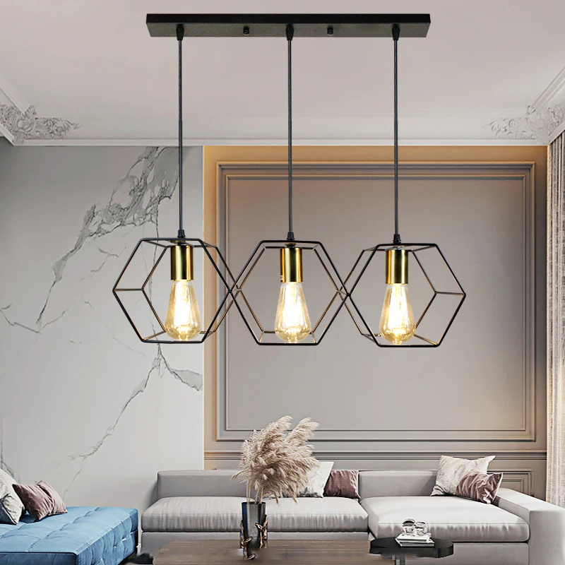 Модерна креативната led полилей, подвесная лампа в геометричния метална рамка, лампа, подходяща за ресторант, спалня над маса за хранене . ' - ' . 3