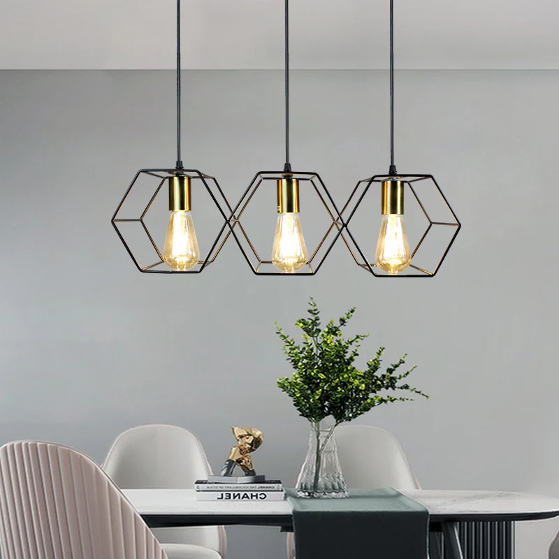 Модерна креативната led полилей, подвесная лампа в геометричния метална рамка, лампа, подходяща за ресторант, спалня над маса за хранене . ' - ' . 4