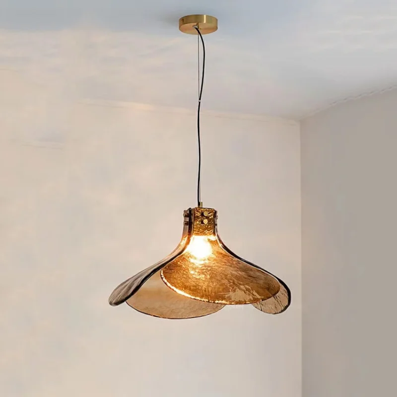 Четырехлистный стъклена окачена лампа Модерен Прост Месинг малка странична лампа за дневна, спалня, окачена лампа за кухни със скандинавски ретро стил . ' - ' . 1