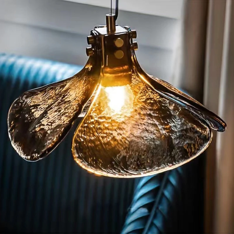 Четырехлистный стъклена окачена лампа Модерен Прост Месинг малка странична лампа за дневна, спалня, окачена лампа за кухни със скандинавски ретро стил . ' - ' . 4