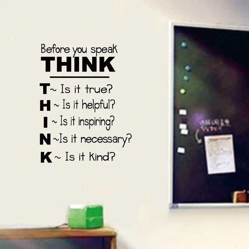 Стикер с цитат на виниловую стената в училищния клас, мисля, преди да говоря - Стикер с мотивационен плакат за учениците в класната стая k2061 . ' - ' . 2